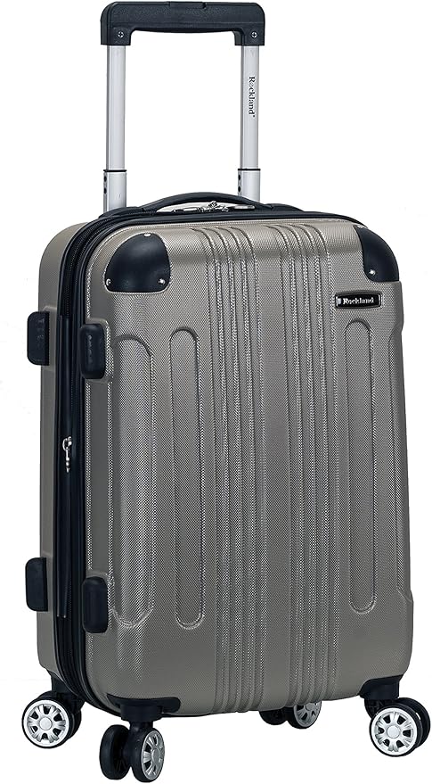 Rockland London Hardside Spinner Wheel Luggage, Silver, Carry-On 20-Inch
