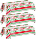 Oudain 3 Pack Christmas Tablecloths, Christmas Party Decoration, Disposable Plastic Tablecloth Rectangle 108 x 54 Inch Elk Snowflake Table Cover White Elephant Themed Decor for Xmas Party