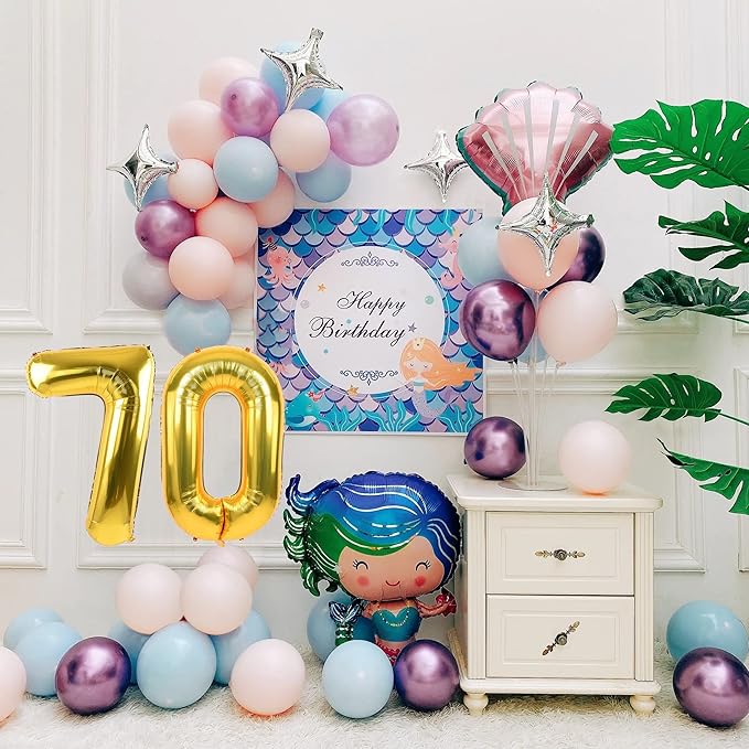 Smlpuame 40 inch Number Balloon 0-9 Gold Large Number 70 Balloons,Digital Balloons for Birthday Party Celebration Decorations Supplies, Helium Foil Number Balloons for Wedding Anniversary
