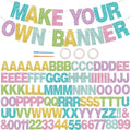 BEISHIDA 116 PCS A-Z DIY Letter Banner Kit Make Your Own Banner Glitter Macaron Including 111 Letters and Numbers 3 Rope and 2 Threading Device,Customized for Birthday Graduation Wedding Party Decor