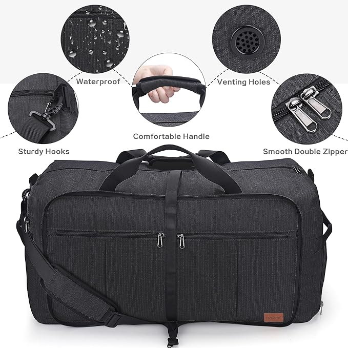 120L Foldable Collapsible Waterproof Travel Duffel Bag for Men and Women with Shoe Compartment
