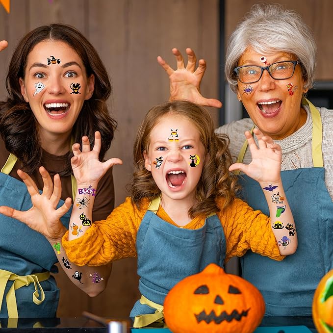 150 PCS Halloween Tattoos for Kids, Waterproof Assorted Halloween Party Favors for Trick or Treat, 150 Different Designs Long Lasting Temporary Tattoos Stickers for Games, Fake Tattoos