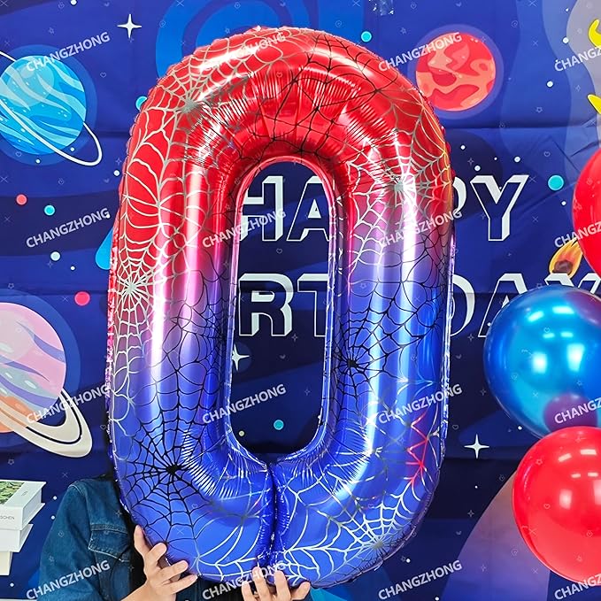 40 Inch Red and Blue Spider Theme Large Number 3 Balloon Giant Foil Birthday Balloons for Spider Theme Party Boy or Girl 3 th Birthday Wedding Anniversary Baby Shower Party Decorations