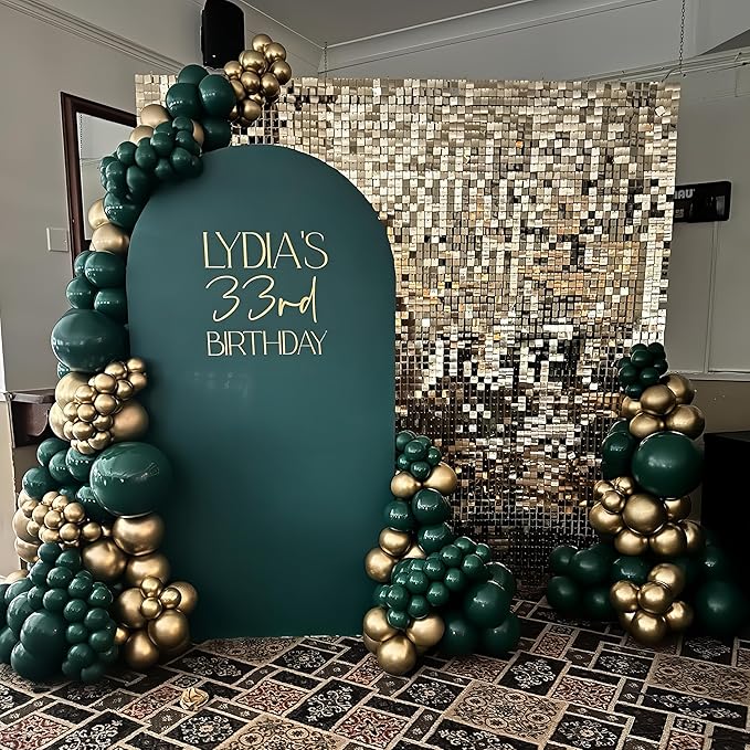 Christmas Balloon Arch Kit Green and Gold Balloon Garland Emerald Forest Hunter Dark Green Sage Champagne Gold Metallic Party Balloon for Xmas Ugly Sweater Friendsmas Holiday Party Decoration