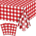 4 Pack Red Gingham Tablecloths, Red and White Checkered Tablecloths 86.6 x 51.2 Inches Gingham Table Covers Rectangular Waterproof Picnic Table Covers for Birthday Party Crawfish Boil Party Supplies