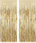 2 Pack Fringe Curtains Backdrops, Foil Fringe Curtains, Door Streamers for Birthday Wedding Bridal Shower Holiday Graduation Party Decorations, Photo Booth Backdrops, Champagne