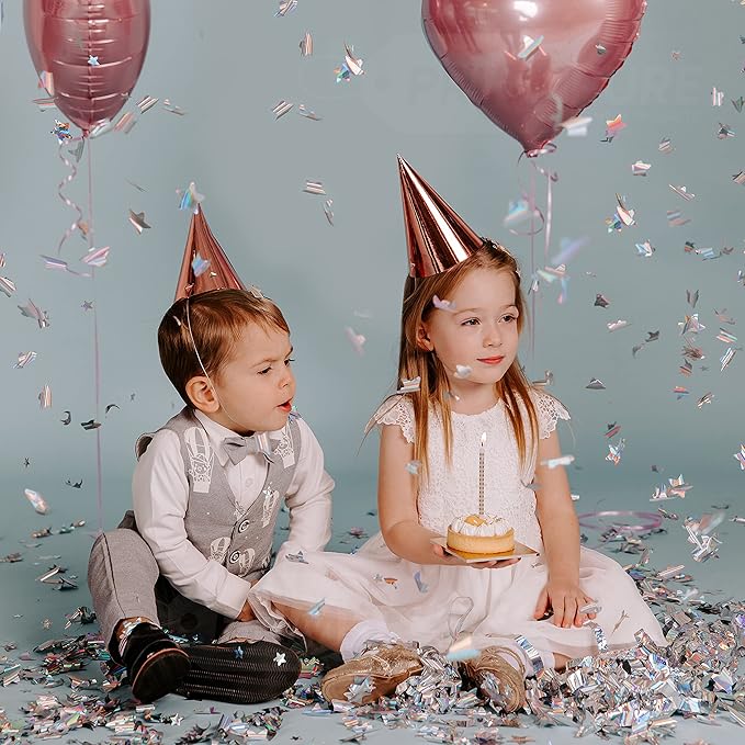 PrimePure Confetti Cannon Party Poppers - Holographic Silver Stars Confetti Popper - 6 Pack - Party Cannon Silver Glitter Star Pop Gun for Birthday, Wedding, Graduation, Celebration, Pranks