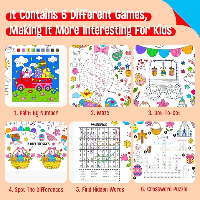 Easter Coloring Poster, Large Coloring Activity Paper 75” x 31” Jumbo Size Versatile Paper DIY Painting Drawing Banner/Tablecloth for School, Spring Theme Parties, Wall Decor