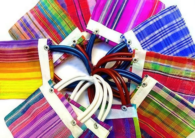 Alondra's Imports Mexican Tote Favor Bags - Candy, Mercado Mesh, Fiesta Bags (12 Pack, 10 x 7)