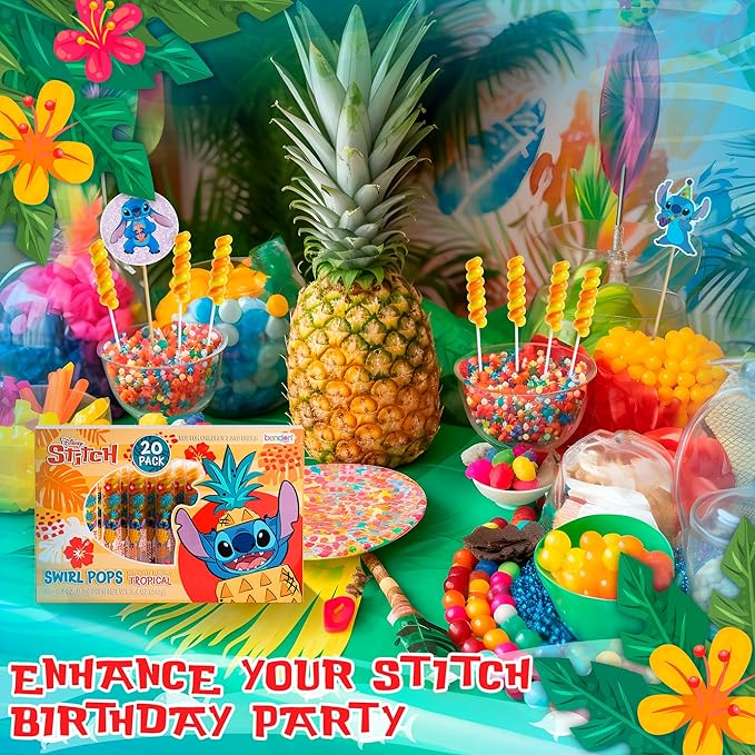 Stitch Swirl Lollipops 20pk- Lilo And Stitch Candy For Lilo And Stitch Party Favors & Stitch Birthday Decorations - Lilo & Stitch Lollipops For Stitch Birthday Party Supplies & Stitch Gifts For Girls & Boys