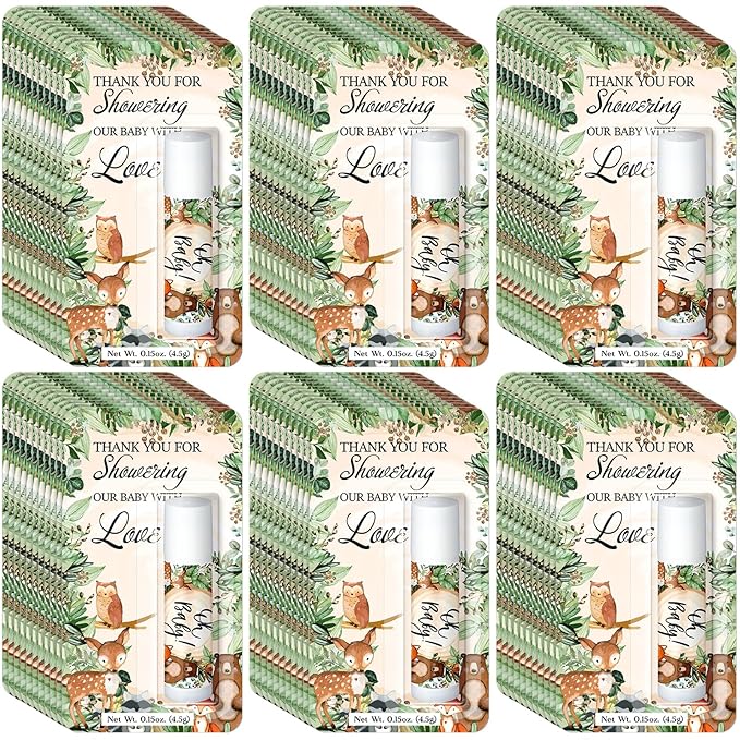 30 Pack Woodland Baby Shower Games Prizes Party Gifts Bulk Lip Balms Favors for Winners Adults Guests Gender Reveal Favors Decorations Baby Shower Souvenirs Gift Bags Stuffers
