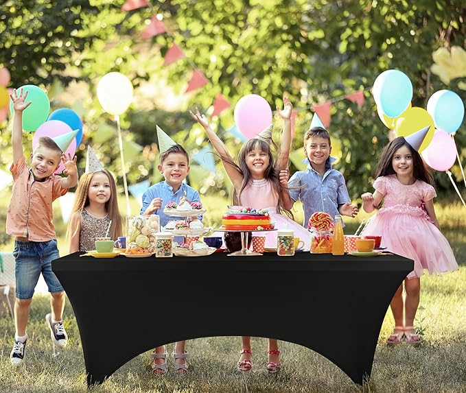 Utopia Kitchen Spandex Tablecloth 1 Pack [5FT, Black] Tight, Fitted, Washable and Wrinkle Resistant Stretch Rectangular Patio Table Cover for Event, Wedding, Banquet & Parties [60Lx30Wx30H Inch]