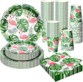 200 Pcs Tropical Flamingo Hawaiian Aloha Party Supplies Serve 50 Guests Luau Paper Plates Cups Napkins for Summer Beach Tableware Pool Party