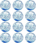 12 Pack Inflatable Glitter Beach Balls Bulk - 16" Beach Ball Swimming Pool Toys for Games Adults Kids, Summer Pool Beach Party Decoration,Luau Decorations Essential Blow Up Beach Ball (Blue,Glitter)