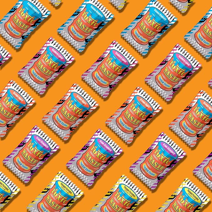 TOXIC WASTE - Nuclear Fusion Hazardously Sour Candy - Raspberry-Lemon, Pineapple-Passionfruit, Grape-Strawberry, Banana-Blueberry, & Orange-Apple Flavors - 1000 Piece Bulk Bag