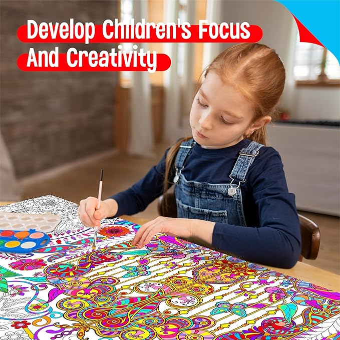 Giant Coloring Poster, Large Plant Coloring Activity Paper 75” x 31” Jumbo Size Versatile Paper DIY Painting Drawing Banner/Tablecloth for School Group Family Art Craft Activities Decoration