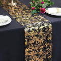 Snowkingdom Black and Gold Table Runner 49 Feet 588 inches Golden Metallic Centerpieces Foil Runners Party Decorations Glitter for Birthday Shower Wedding Retirement Christmas Thanksgiving Graduation