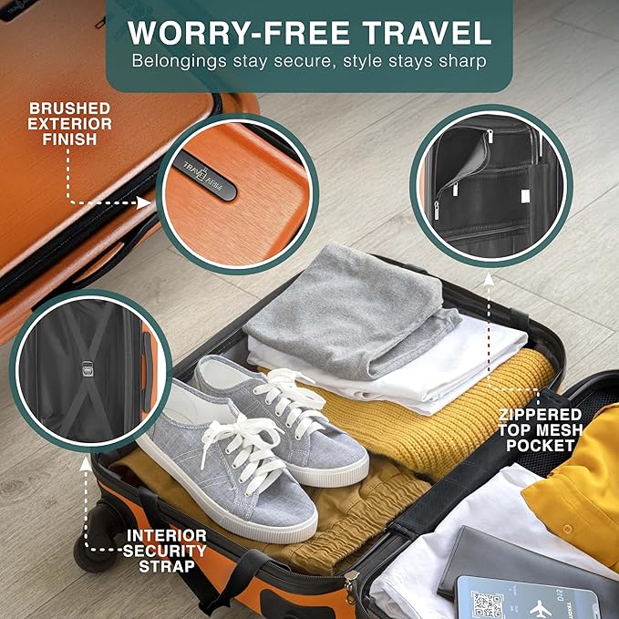 TRAVELARIM 28 Inch Luggage with Spinner Wheels, Hard Shell Suitcase with TSA Locks for Luggage, Travel Large Suitcase, Expandable Hard Shell Suitcases, Orange