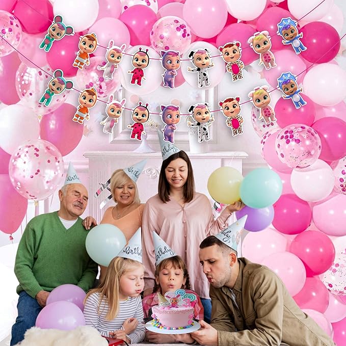 CRI Babes Garland Decoration - Banner for Birthday Party, Cartoon Theme Hanging Party Decoration for Home, Event, Dessert Table Backdrop and Celebration Wall Décor Supplies