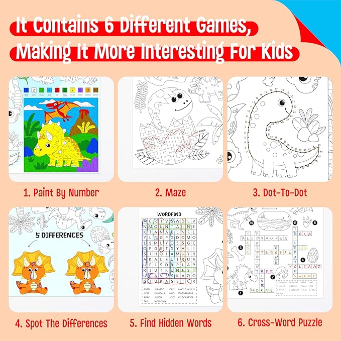 Dinosaur Coloring Poster, Large Coloring Activity Paper 75” x 31” Jumbo Size Giant Party Paper DIY Painting Drawing Banner/Tablecloth for School, Wall Decor