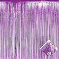 4 Pack 3.3Ft x 6.6Ft Light Purple Foil Fringe Curtain Backdrop, Metallic Tinsel Foil Fringe Streamers Curtains Background for Photo Booth, Birthday, Wedding, Halloween, Christmas Party Decoration