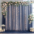 10×10ft Navy Blue Tulle Backdrop Curtain with Lights String for Parties, Sheer Photo Backdrop Curtains for Wedding Party Photography Background