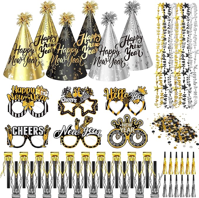 2026 New Years Eve Party Hats Kit - Happy New Years Paper Hats Eve Party Supplies for Adults Celebration Decoration