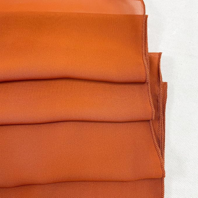 Sheer Chiffon Backdrop Curtains 10ft x 10ft(5ft x 2Panels)， Chiffon Fabric Drapes for Wedding, Long Sheer Curtain for Living Room, Arch Party Stage Decoration (Terracotta, 120 x 120 Inch)