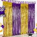 LOLStar Graduation Party Decoration, 2 Pack Purple and Gold 3.3x6.6 ft Foil Fringe Curtains, Tinsel Backdrop, Graduation Photo Booth Prop Streamer Backdrop for Class of 2026, Prom and Grad Party Decor