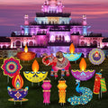 Amyhill 12 Pcs Happy Diwali Yard Sign Lawn Decor Lights Festival Party Signs Waterproof Happy Diwali Yard Outdoor Decorations with Stakes for Indian Lights Holiday Party Lawn Ornaments Decorations