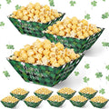 Marspark 12 Pcs St. Patricks Day Popcorn Boxes St. Patrick's Treat Snack Containers Green Shamrock Paper Snack Serving Trays Decorations Irish Disposable Platters for Cookie Holiday Party Supplies