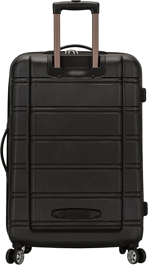 Rockland Melbourne Hardside Expandable Spinner Wheel Luggage, Checked Large 28", Black