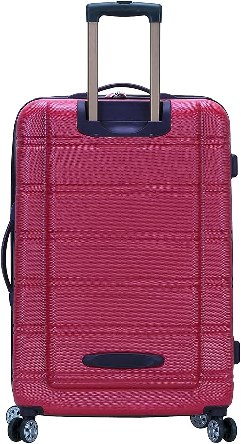 Rockland Melbourne Hardside Expandable Spinner Wheel Luggage, Checked Large 28", Magenta