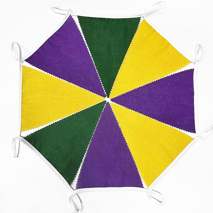 46Ft Yellow Green Purple Party Decorations Yellow Green Purple Burlap Banner Triangle Pennant Flag Linen Garland Streamers for Mardi Gras Birthday Baby Shower Rustic Spring Wedding Mardi Gras Decor