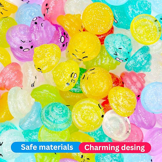 Unicorn Poop Mini Toys - Unicorn Party Favors - 100 pcs - Glitter Unicorns Party Supplies - Shimmering Rainbow Poop Mini Toy - Bulk Vending Machine Toys