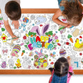 Easter Large Coloring Poster for Kids, Happy Jumbo Coloring Paper Tablecloth, Bunny Eggs Color-in Craft Activities for School Classroom Home Party Supplies Decorations, 30 x 72 Inch