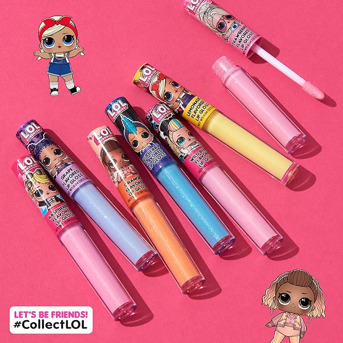 L.O.L Surprise! 14pc Lip Gloss for Girls, Lol Lip Gloss Set Value Pack, 14 Assorted Fruit Flavored Lip Glosses, Non Toxic, Kid Friendly, Party Favors, L.O.L. Surprise Gift For Kids