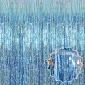 6 Pack Light Blue Foil Fringe Curtains Backdrop, 3.28 x 8.2 Ft Metallic Streamers Tinsel Curtains Background for Photo Booth, Birthday, Christmas, Halloween, Thanksgiving, New Year Party Decorations