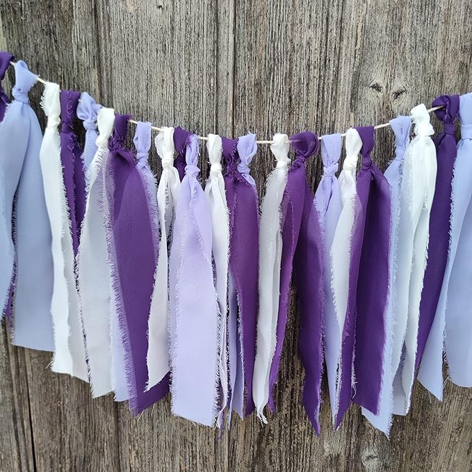 Chiffon Tsaasel Garland for Wedding Tea Party (Purple + Lilac + Ivory)
