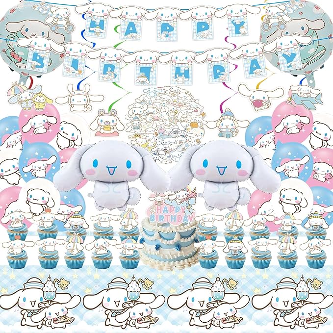 Birthday Party Decorations, Cute Party Supplies Include Banner, latex Balloons, Hanging Swirls, Foil Balloon, Cake Cupcake Toppers, Tablecloth for Theme Party