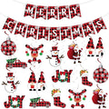 Christmas Hanging Swirls Decorations - NO DIY - Buffalo Plaid Merry Christmas Banner Christmas Ceiling Hanging Streamers, Xmas Hanging Decorations Indoor for Office Christmas Holiday Party Decorations