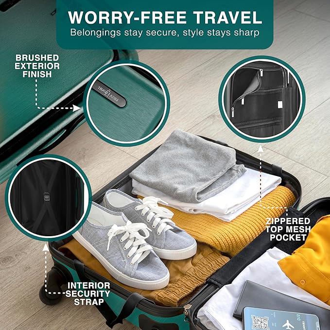 TRAVELARIM 24 Inch Luggage with Spinner Wheels, Hard Shell Suitcase with TSA Locks for Luggage, Travel Large Suitcase, Expandable Hard Shell Suitcases, Green