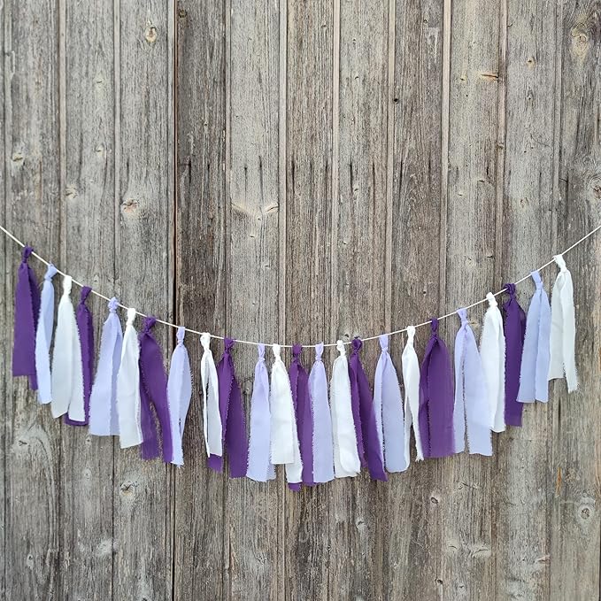 Chiffon Tsaasel Garland for Wedding Tea Party (Purple + Lilac + Ivory)