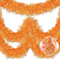 50 Feet Macaron Orange Christmas Tinsel Garland, Metallic Foil Twist Garland Wall Hanging Tinsel Banner Backdrop for Parade Floats, Easter, Mother's Day, Wedding Party Decorations (2in x 50ft)