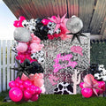 Hot Pink and Black Cowgirl Balloon garland Arch Kit 101Pcs with mylar foil Disco Ball Cow print Balloons for Girl birthday bachelorette party Decorations