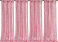 B-COOL Sequin Backdrop Curtain Fuchsia Pink Backdrop Drapes 4 Panels 2ftx8ft Pink Glitter Backdrop for Photo Ceremony Sweetheart Grils Party Decoration
