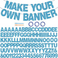 BEISHIDA 116 PCS A-Z DIY Letter Banner Kit Make Your Own Banner Glitter Sky Blue Including 111 Letters and Numbers 3 Rope and 2 Threading Device,Customized for Birthday Graduation Wedding Party Decor