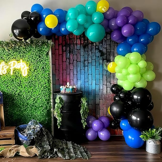 Black and Green Balloons, 60PCS Teal Blue Green Purple Video Game Balloons, Black Purple Blue Balloon for Man Video Game Baby Shower Birthday Monsters Theme Boys Game Night Party Decorations Supplies