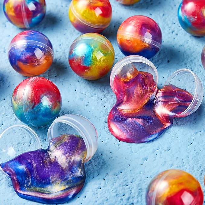 JOYIN Easter Slime Party Favors, 24 Pack Galaxy Slime Ball - Stretchy, Non-Sticky, Mess-Free, Stress Relief, and Safe - Toys for Girls and Boys - Classroom Reward, Party Supplies, Valentines