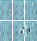 6 Pack Blue Foil Curtain Backdrop 3.2ft x 6.6ft Metallic Tinsel Fringe Backdrop Curtains Streamer Photo Booth for Birthday Engagement Bachelorette Christmas Holiday Party Decorations